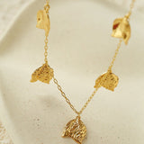 French Textured Tulip Station Choker - Liquid Metal Hammered Floral Layering Necklace - floysun
