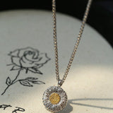 French Vintage 925 Sterling Silver Daisy Necklace - floysun