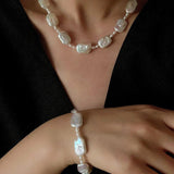 French Vintage Baroque Pearl Choker - Layered Natural Square Pearl Chain - floysun