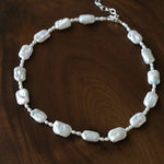 French Vintage Baroque Pearl Choker - Layered Natural Square Pearl Chain - floysun