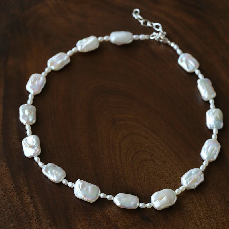 French Vintage Baroque Pearl Choker - Layered Natural Square Pearl Chain - floysun