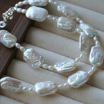 French Vintage Baroque Pearl Choker - Layered Natural Square Pearl Chain - floysun