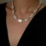 French Vintage Baroque Pearl Choker - Layered Natural Square Pearl Chain - floysun