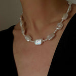 French Vintage Baroque Pearl Choker - Layered Natural Square Pearl Chain - floysun