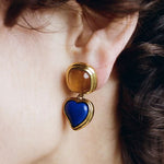 French Vintage Double - Stone Geometric Drop Earrings - floysun