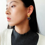 French Vintage Double - Stone Geometric Drop Earrings - floysun