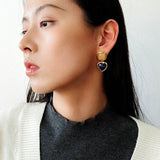 French Vintage Double - Stone Geometric Drop Earrings - floysun