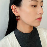 French Vintage Double - Stone Geometric Drop Earrings - floysun