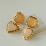 French Vintage Double - Stone Geometric Drop Earrings - floysun