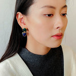 French Vintage Double - Stone Geometric Drop Earrings - floysun