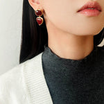 French Vintage Double - Stone Geometric Drop Earrings - floysun