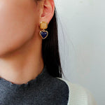 French Vintage Double - Stone Geometric Drop Earrings - floysun