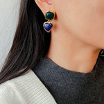 French Vintage Double - Stone Geometric Drop Earrings - floysun