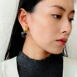 French Vintage Double - Stone Geometric Drop Earrings - floysun