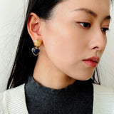 French Vintage Double - Stone Geometric Drop Earrings - floysun