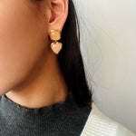 French Vintage Double - Stone Geometric Drop Earrings - floysun