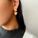 French Vintage Double - Stone Geometric Drop Earrings - floysun