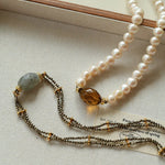 French Vintage Faceted Gemstone Pearl Necklace - floysun