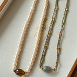French Vintage Faceted Gemstone Pearl Necklace - floysun