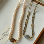 French Vintage Faceted Gemstone Pearl Necklace - floysun