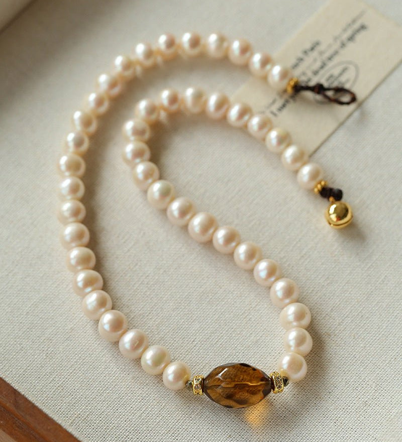 French Vintage Faceted Gemstone Pearl Necklace - floysun