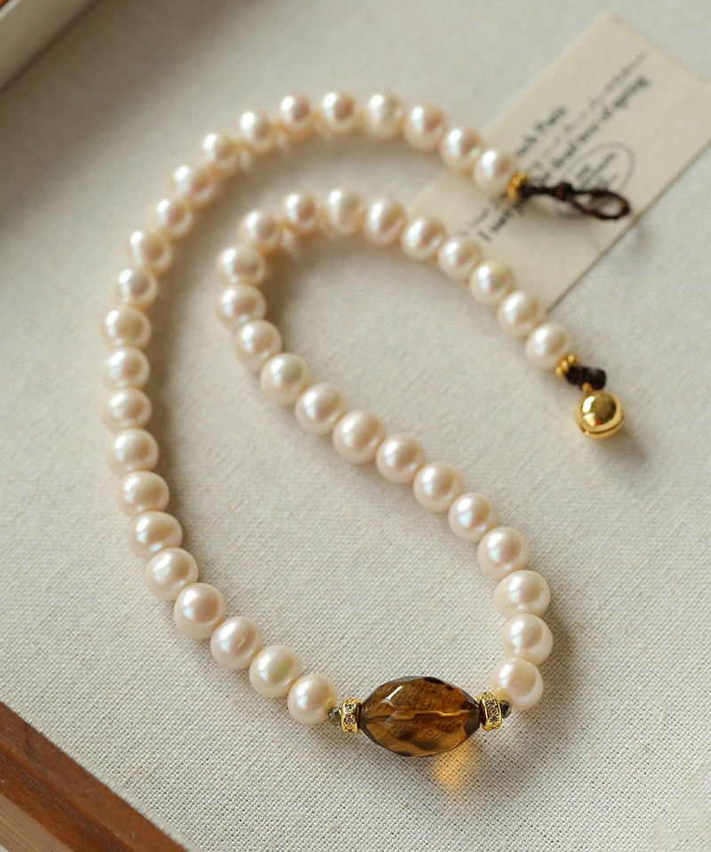 French Vintage Faceted Gemstone Pearl Necklace - floysun