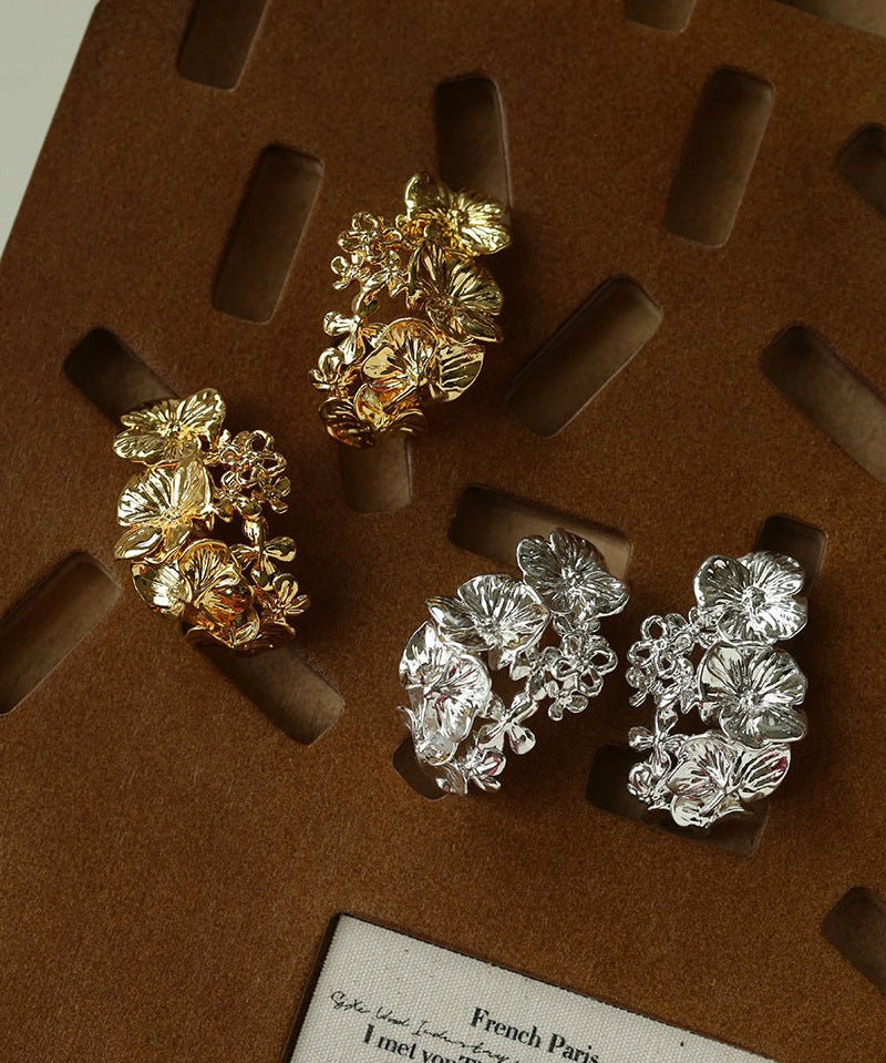 French Vintage Floral Hollow Earrings - floysun