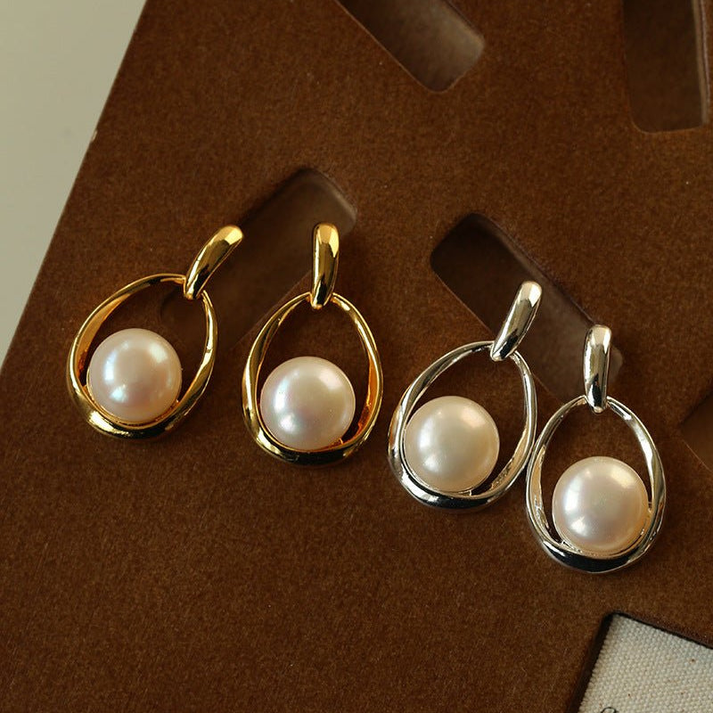 French Vintage Geometric Teardrop Pearl Earrings - floysun