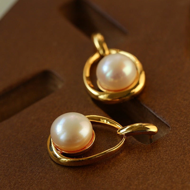 French Vintage Geometric Teardrop Pearl Earrings - floysun