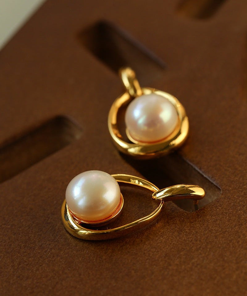 French Vintage Geometric Teardrop Pearl Earrings - floysun