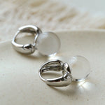 French Vintage Glaze Orb Drop Earrings - Handcrafted 18K Gold Plated Geometric Huggie Hoops - floysun