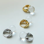 French Vintage Glaze Orb Drop Earrings - Handcrafted 18K Gold Plated Geometric Huggie Hoops - floysun