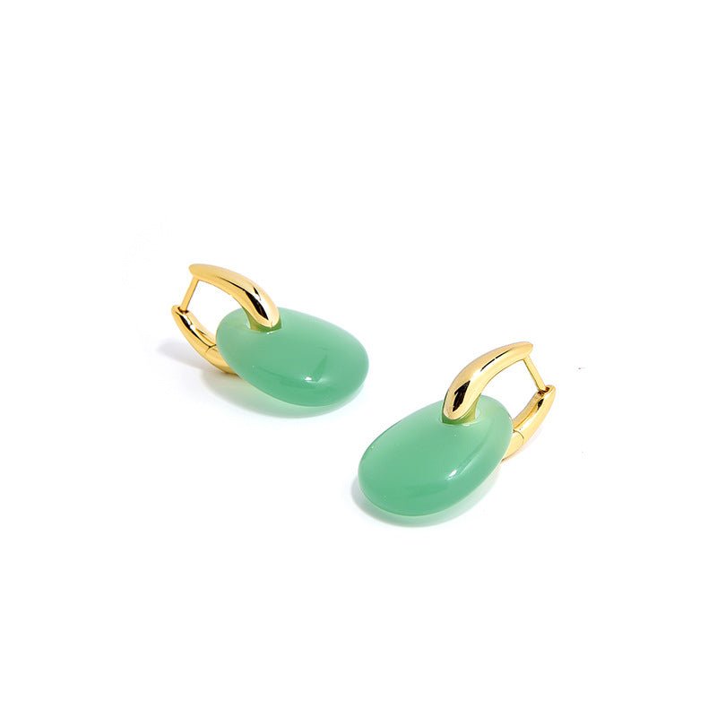 French Vintage Green Agate Earrings - floysun