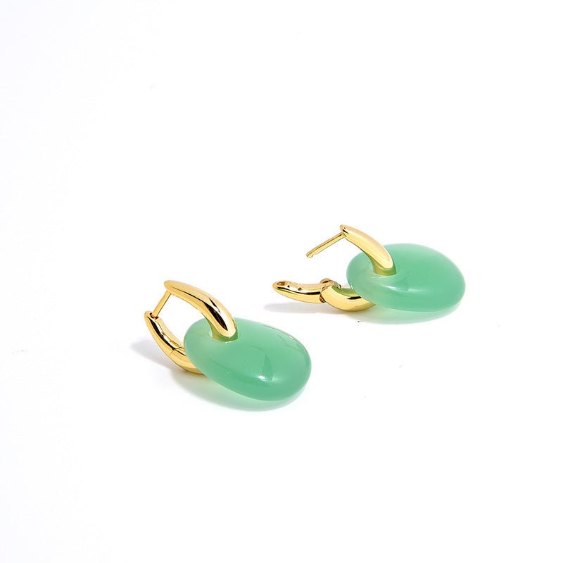 French Vintage Green Agate Earrings - floysun