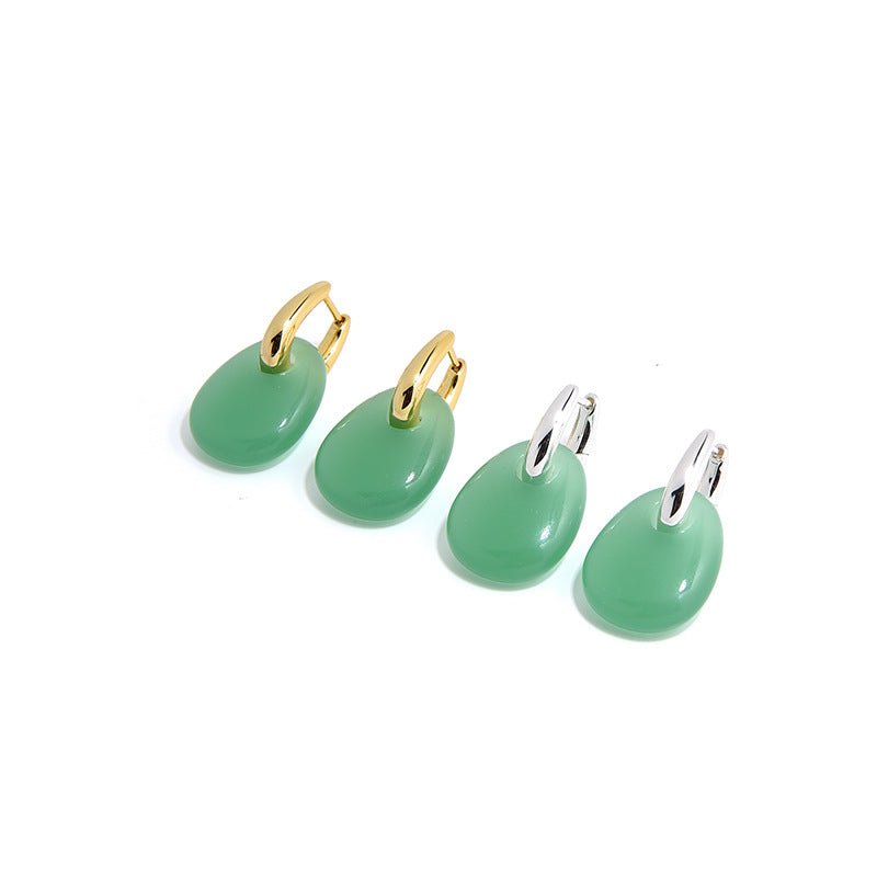 French Vintage Green Agate Earrings - floysun