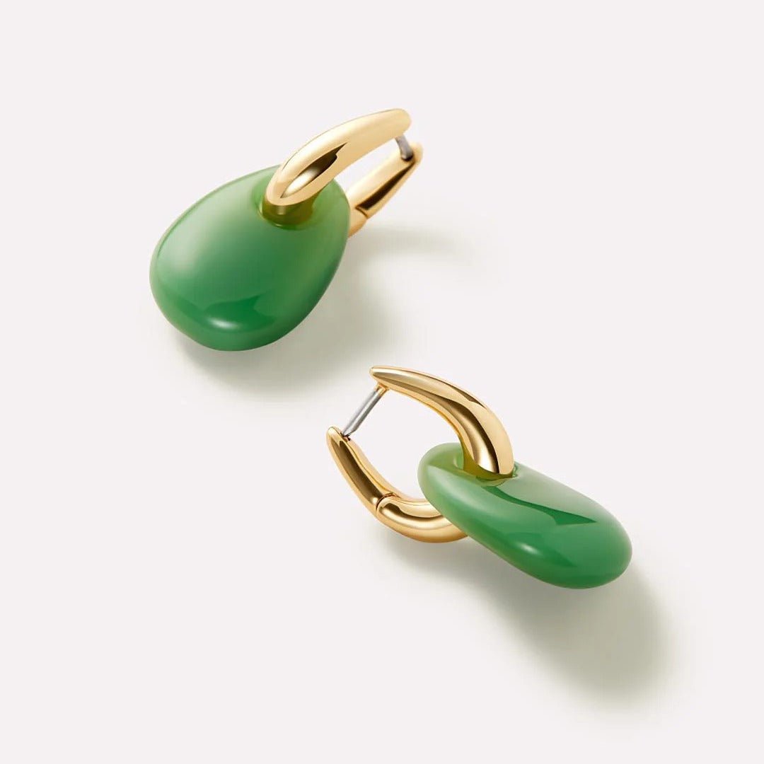French Vintage Green Agate Earrings - floysun