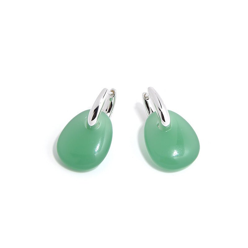 French Vintage Green Agate Earrings - floysun
