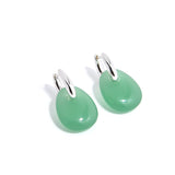 French Vintage Green Agate Earrings - floysun