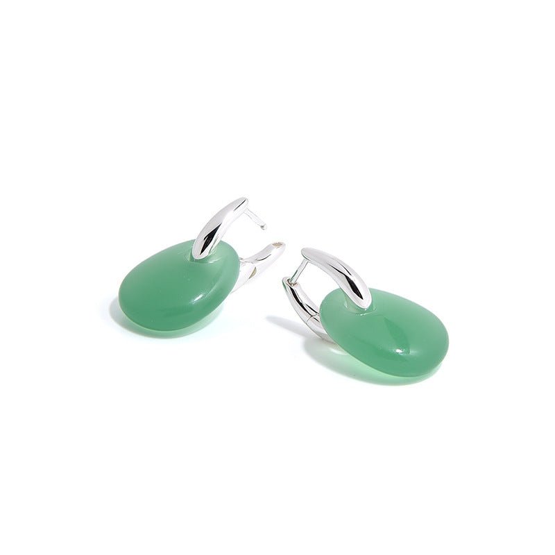 French Vintage Green Agate Earrings - floysun