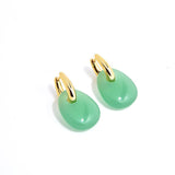 French Vintage Green Agate Earrings - floysun