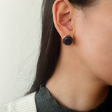 French Vintage Green & Red Agate Square Gemstone Stud Earrings - floysun