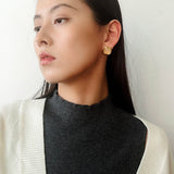 French Vintage Green & Red Agate Square Gemstone Stud Earrings - floysun