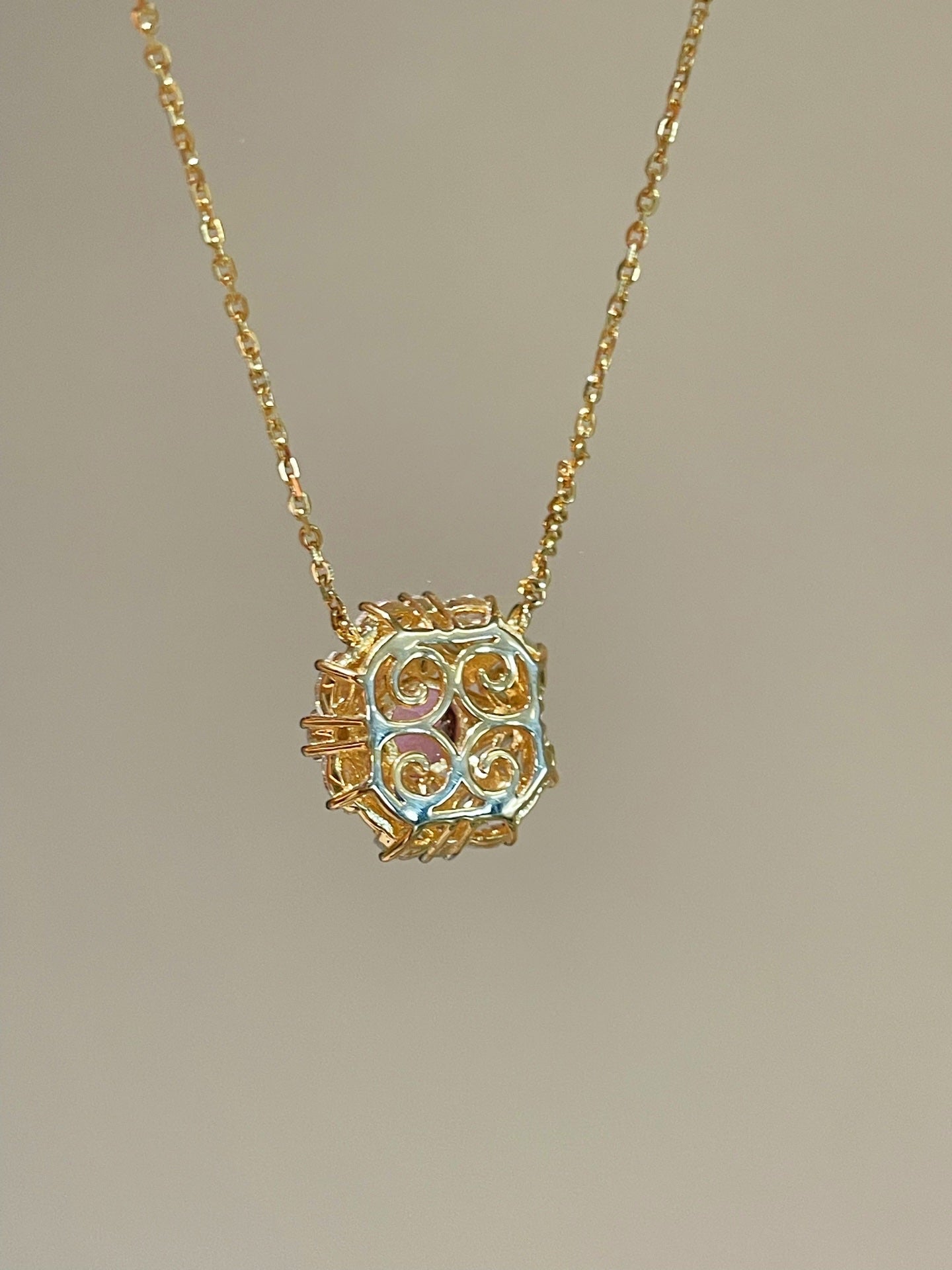 French Vintage Lace Necklace – Pink Sapphire Style - floysun