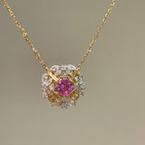 French Vintage Lace Necklace – Pink Sapphire Style - floysun