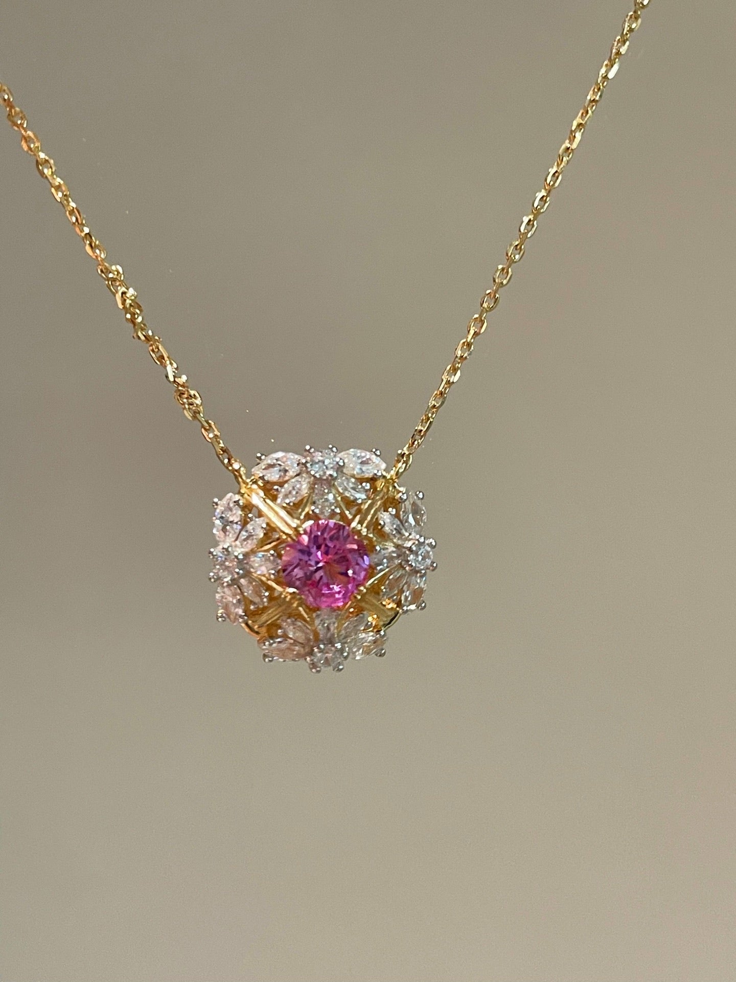 French Vintage Lace Necklace – Pink Sapphire Style - floysun
