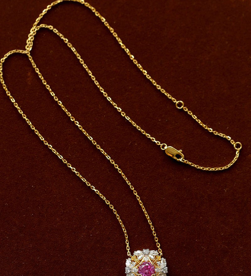 French Vintage Lace Necklace – Pink Sapphire Style - floysun