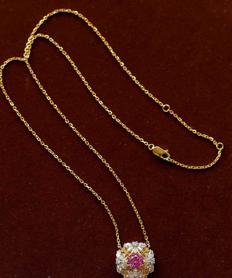 French Vintage Lace Necklace – Pink Sapphire Style - floysun