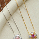 French Vintage Lace Necklace – Pink Sapphire Style - floysun
