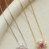 French Vintage Lace Necklace – Pink Sapphire Style - floysun