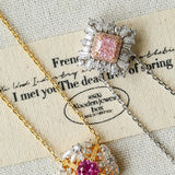 French Vintage Lace Necklace – Pink Sapphire Style - floysun